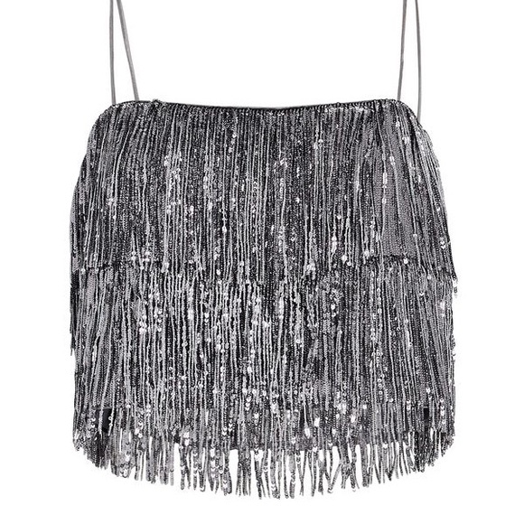 Tops - SAYLOR Melora Sequin Fringed Crop Top size L